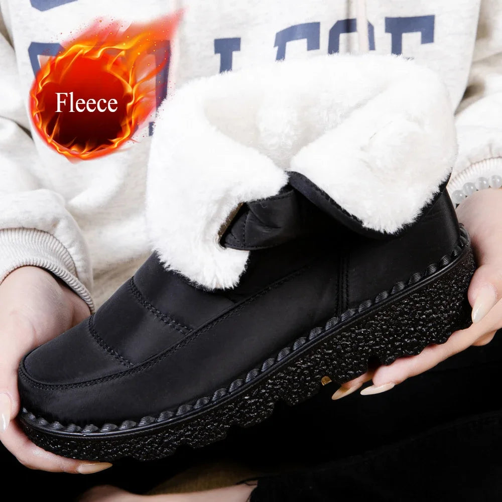 Women Boots 2025 Winter Warm Woman Waterproof Snow Boots Winter Warm Fur Botas Mujer Cotton shoes Black Ankle Boots For Women