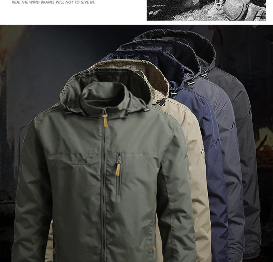 Men's Casual Waterproof Jacket Windbreaker Men Outerwear Men's Clothes Winter Jacket Fashion Coat Hoodies Camping Hiking Jacket