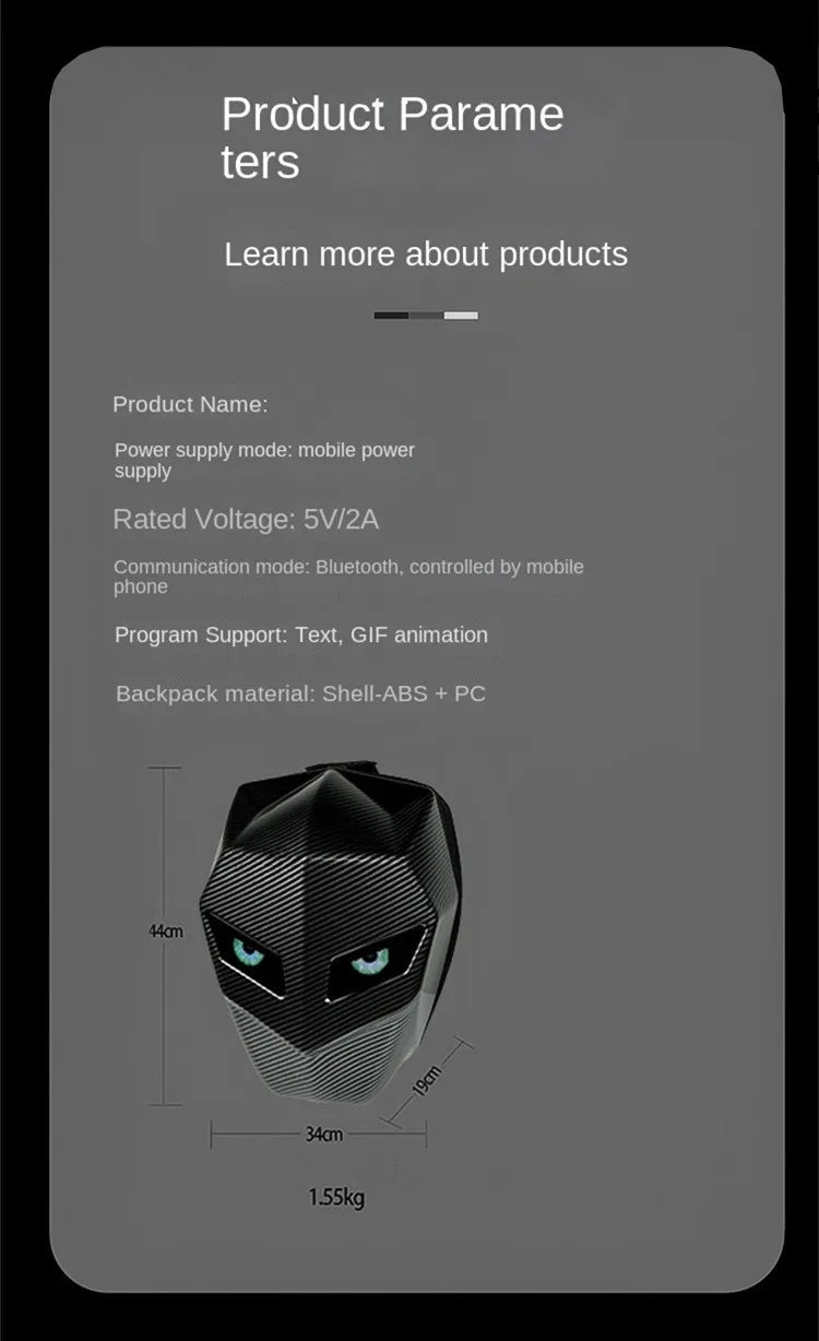 Rider Motorcycle LED Backpacks Light Bluetooth Carbon Fiber School Bags Hardshell Motorcycle Riding Full Helmet Backpack Rugzak