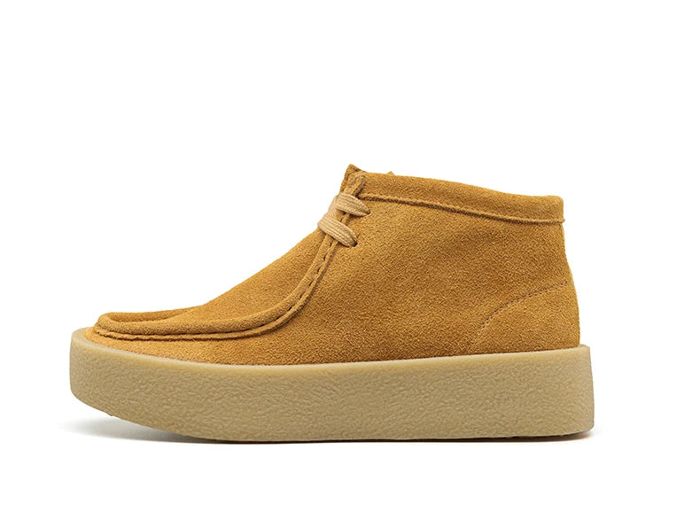 Smile Circle Wallabee Cup Cow Suede Leather Shoes Women Lace up Ankle Boots Thick Bottom Comfortable Flat Casual Sho