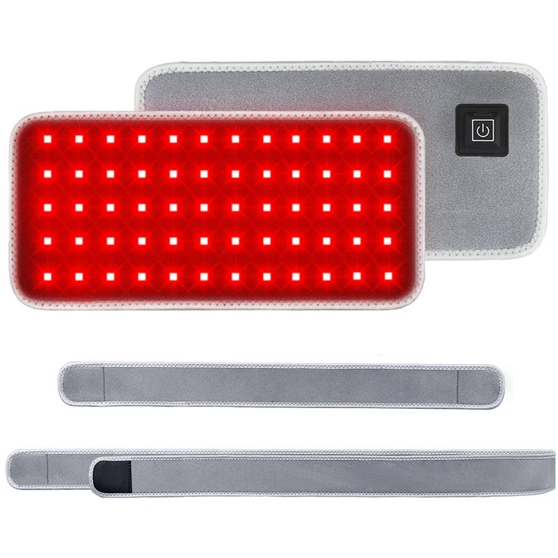 LED Red Light Therapy Belt for Pain Relief 660nm 850nm Red Infrared Light Pad for Waist Back Abdomen Knees Wrists Joints Muscle