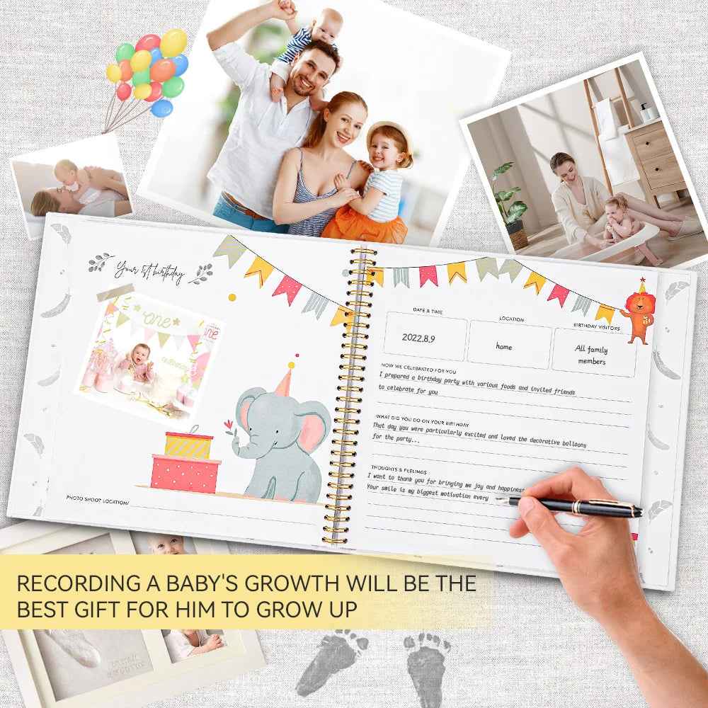 Baby Memory Book Scrapbook Photo Album Pregnancy Diary Cute Animal Keepsake Record Growth Journal Hand Account For New Parents