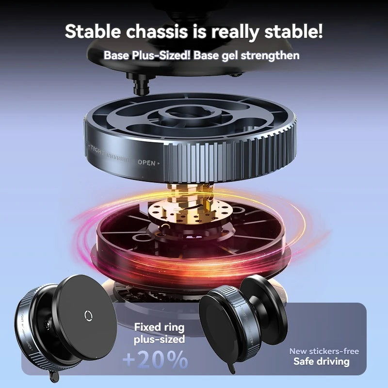 Magsafe Magnetic Vacuum Car Phone Holder, Intelligent Car Mount 360° Rotation Magnetic Vacuum Adsorption Suction Cup Bracket Car