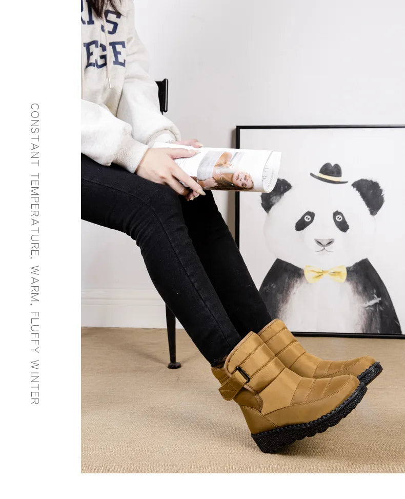 Women Boots 2025 Winter Warm Woman Waterproof Snow Boots Winter Warm Fur Botas Mujer Cotton shoes Black Ankle Boots For Women