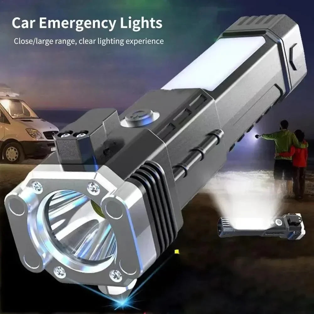 Tactical Flashlight 10000 Lumens - Telescopic Self Defense Baton with Stun Gun & USB-C Fast Charging (IPX7)