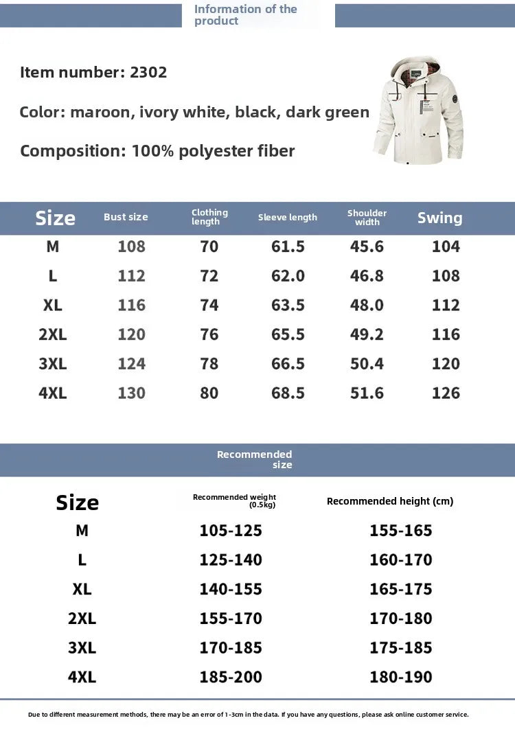 Fashion Men's Casual Windbreaker Jackets Hooded Jacket Man Waterproof Outdoor Soft Shell Winter Coat Clothing Warm Fleece Thick