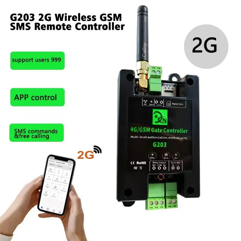 LTE 4G Communication G203 Relay Switch Remote Access Controller Wifi GSM Gate Opener Relay Switch by Free Phone Call and SMS