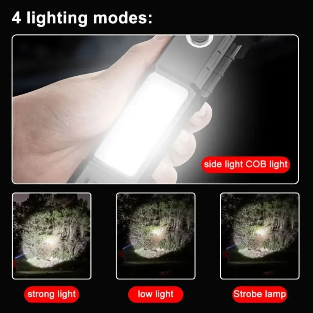Tactical Flashlight 10000 Lumens - Telescopic Self Defense Baton with Stun Gun & USB-C Fast Charging (IPX7)