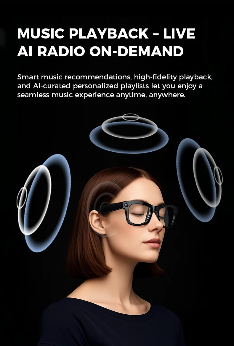 2025 New AI Smart Glasses 8MP HD Camera Sunglasses Photos Video Recorder dual-microphone Anti-blue Smart Waterproof Glasses