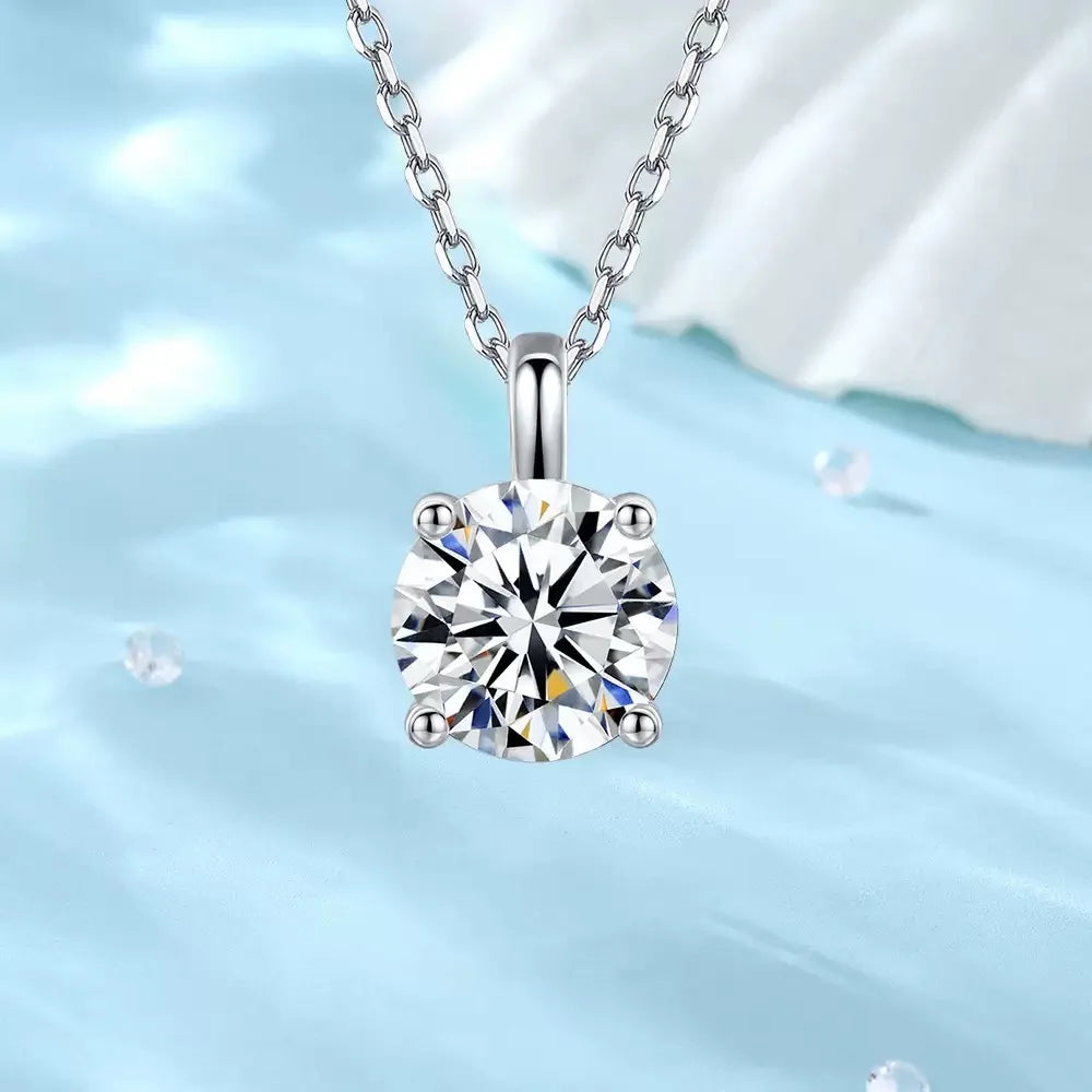 Lihong Classic Women's Necklace AAAAA Zirconia 1ct Four Prong 925 Sterling Silver Pendant Luxury Fine Jewelry