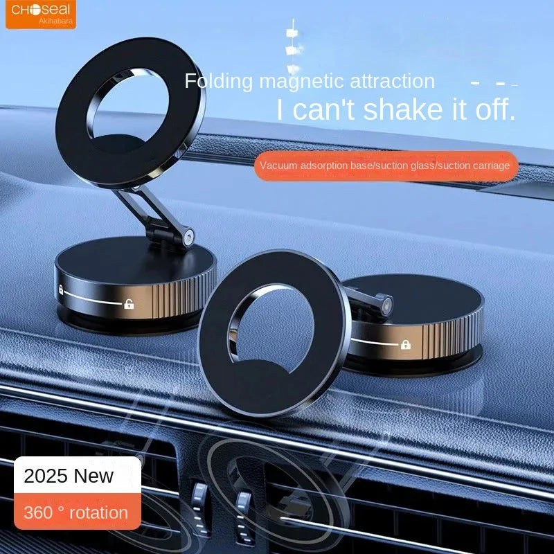 Strong Magnetic Car Phone Holder Foldable Design 360° Adjustable Vacuum Mount for Car/Desk/Bathroom/Universal Use Phone Holder