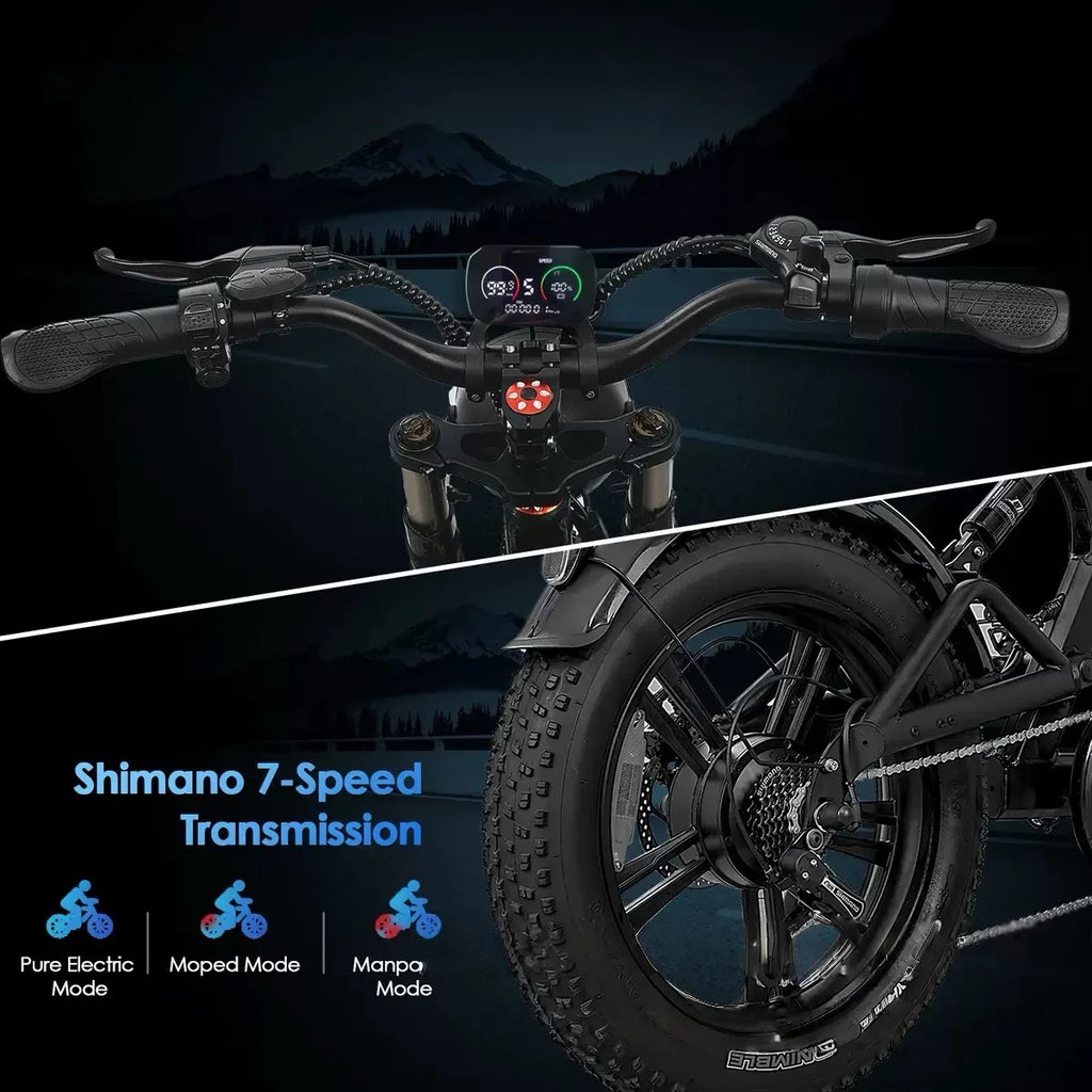 New 20-inch electric bicycle, 1000W strong power, 48V 20AH worry-free battery life, suitable for adult leisure sports E-Bike