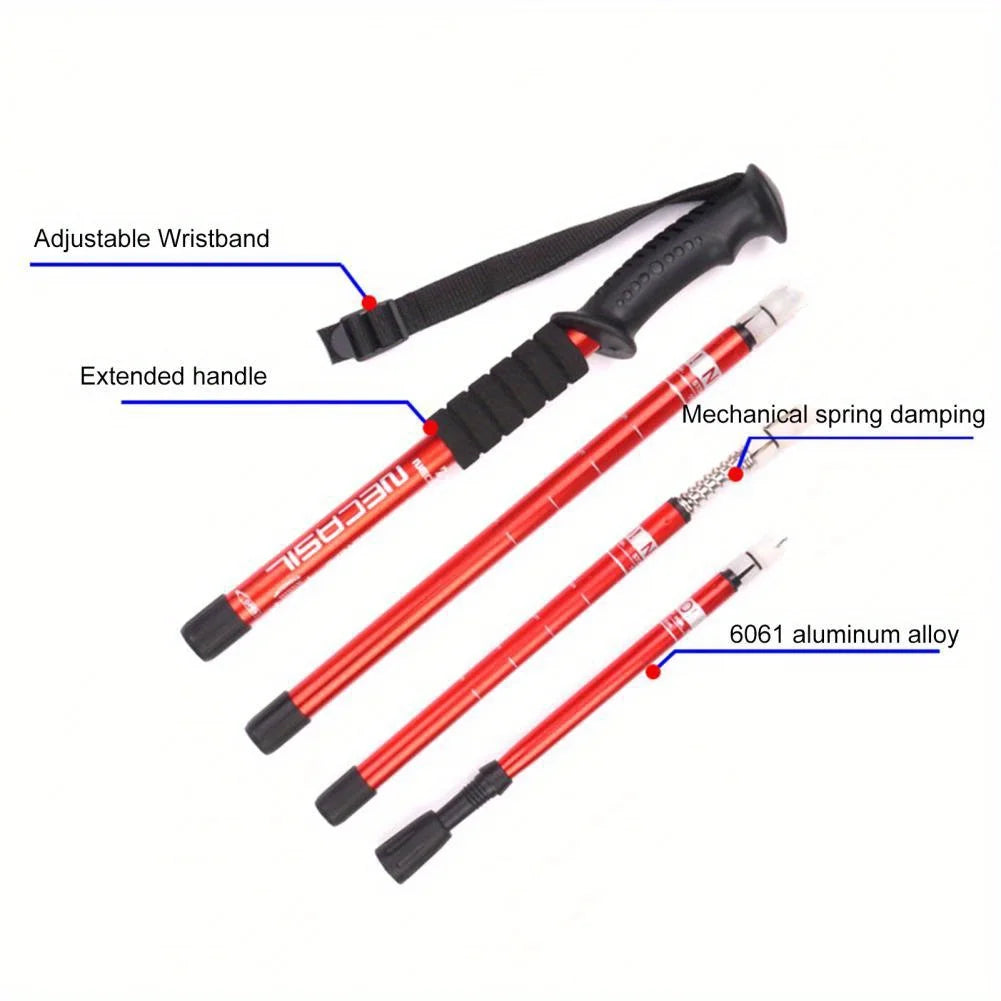 Trekking Poles Ultralight 4-Section Adjustable, Non-Slip Grip Hiking Sticks for Men Women, Anti-Rust Aluminum Alloy