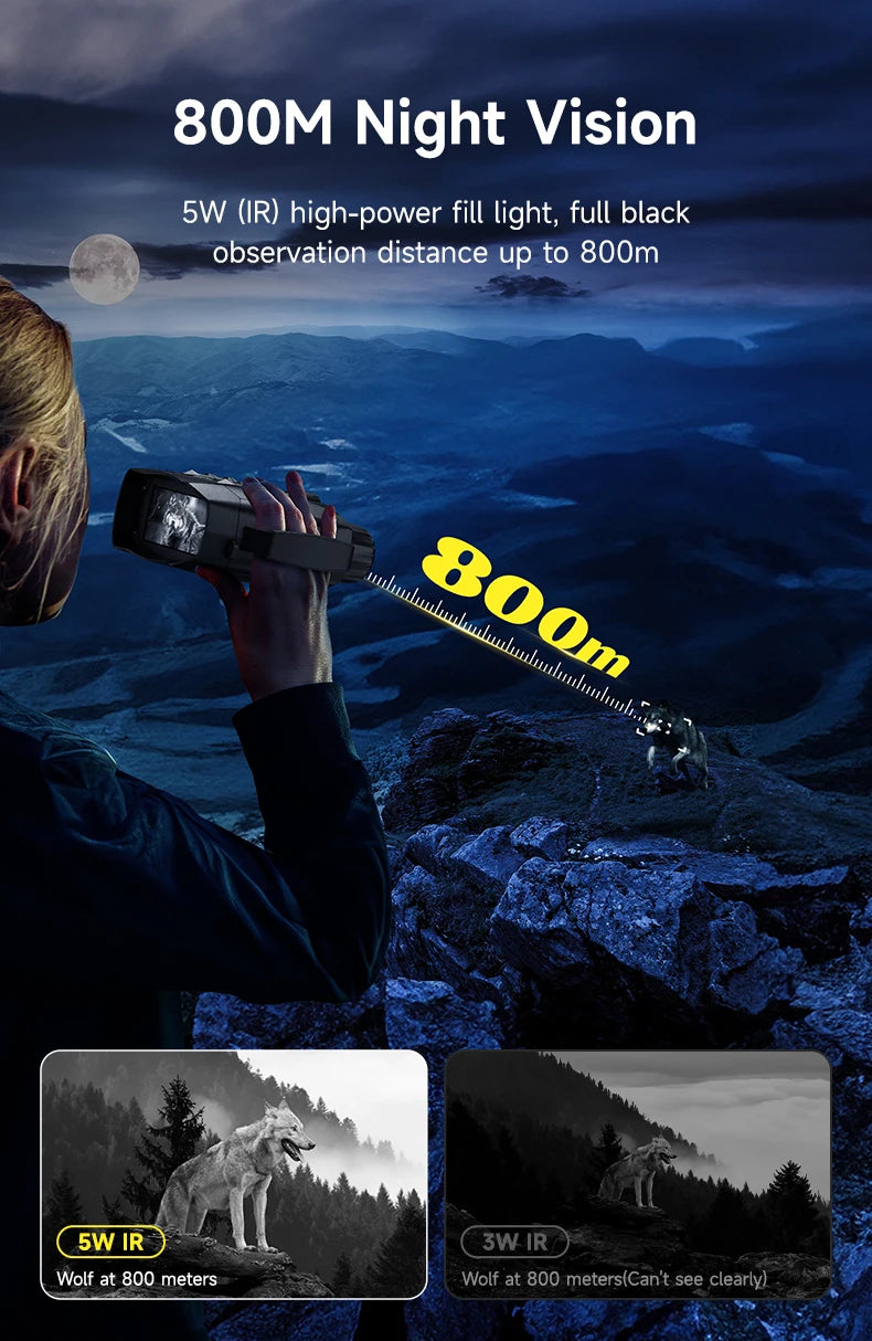 4K HD Night Vision Goggles Binoculars 10X Zoom Infrared 5000mAh Digital Telescope Camera 800M for Outdoor Hunting Camping Tools