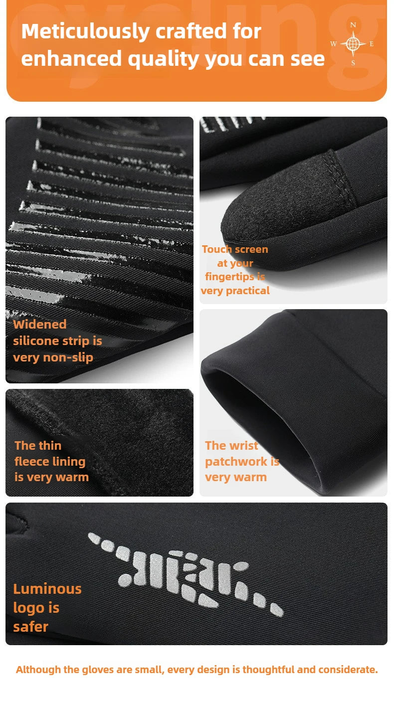 Men Winter Warm Gloves Waterproof Windproof Touchscreen Fleece Lined Thermal Anti Slip Gloves for Outdoor Cycling Hiking