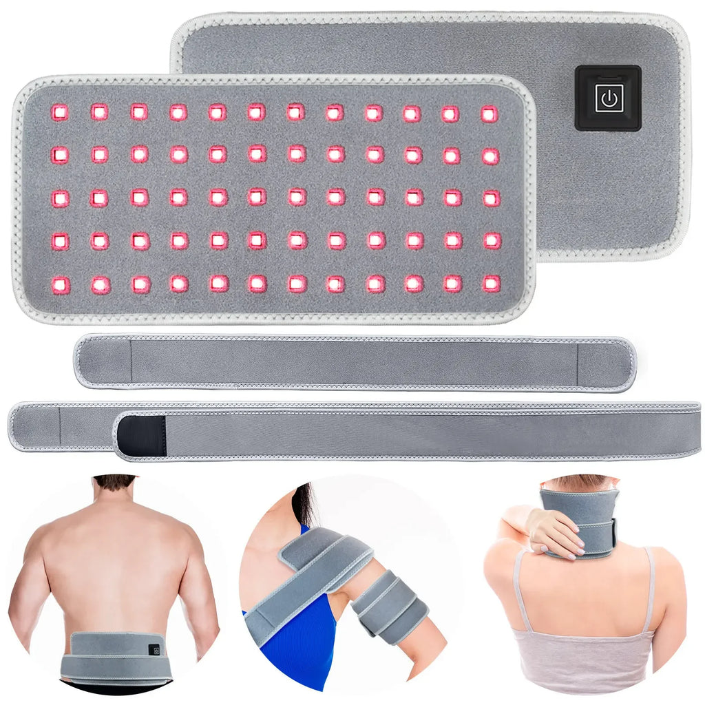 LED Red Light Therapy Belt for Pain Relief 660nm 850nm Red Infrared Light Pad for Waist Back Abdomen Knees Wrists Joints Muscle