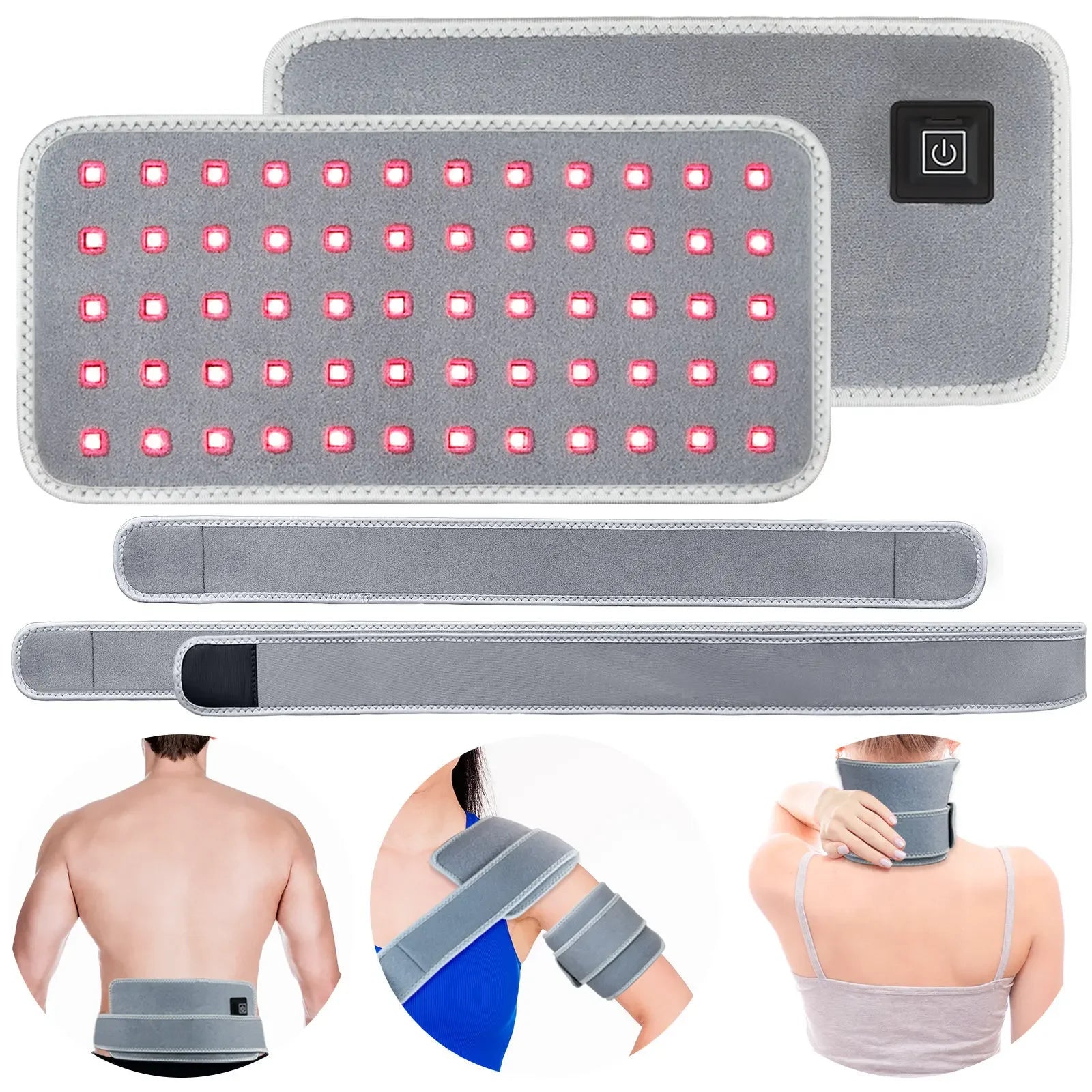 LED Red Light Therapy Belt for Pain Relief 660nm 850nm Red Infrared Light Pad for Waist Back Abdomen Knees Wrists Joints Muscle
