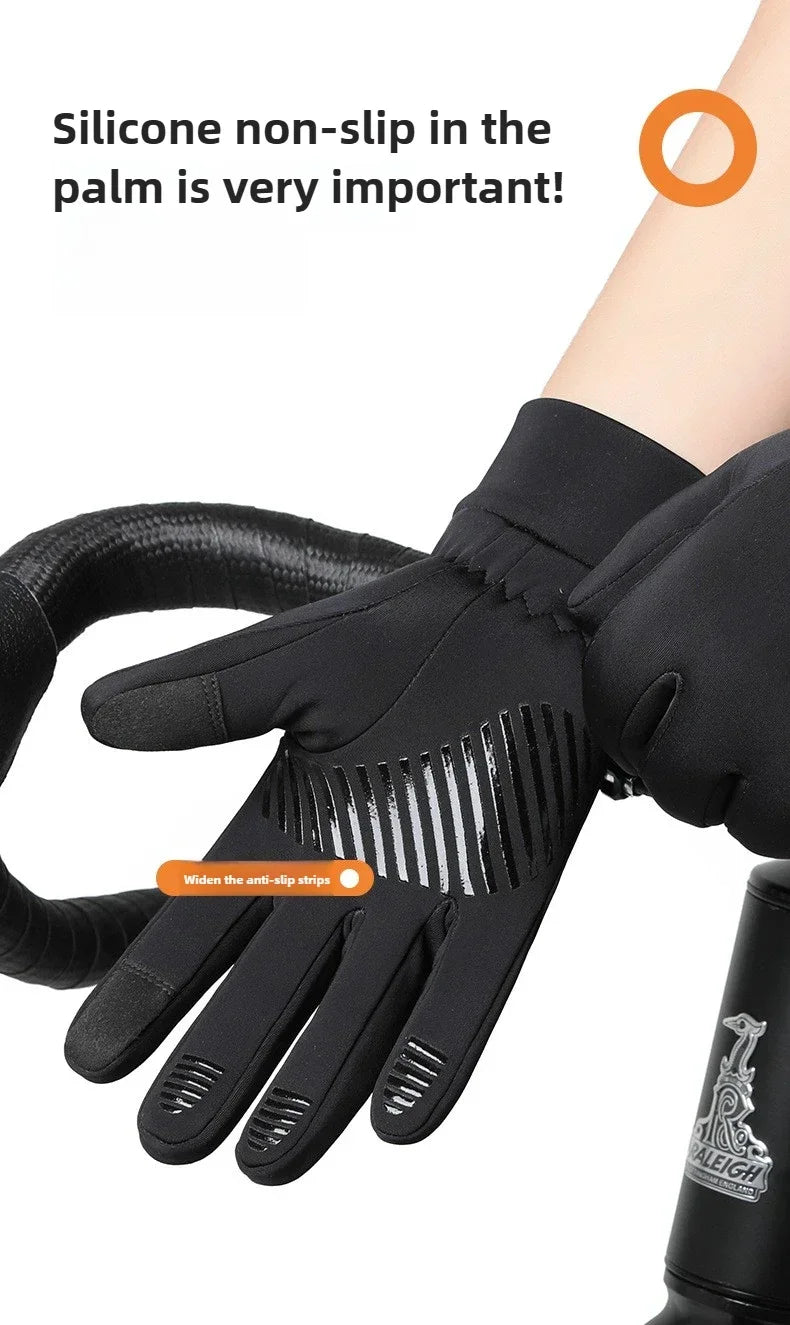 Men Winter Warm Gloves Waterproof Windproof Touchscreen Fleece Lined Thermal Anti Slip Gloves for Outdoor Cycling Hiking
