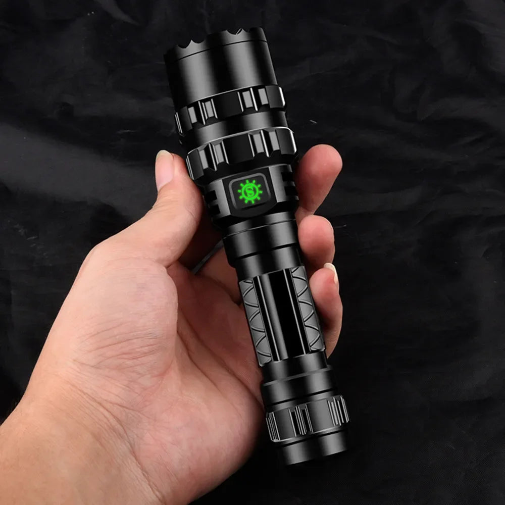LED Tactical Hunting Flashlight USB Rechargeable Waterproof Torch Lamp Professional Shooting Night Scout Lights Set