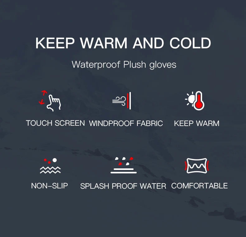 Thermal Winter Gloves For Men Women Touchscreen Warm Outdoor Cycling Driving Motorcycle Gloves Windproof Non-Slip Womens Gloves