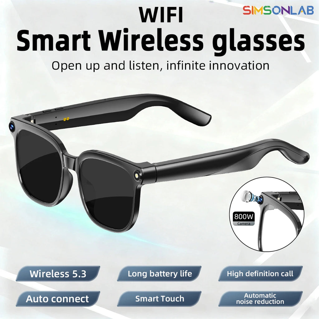 AI Smart Glasses 8MP Camera Video Recording ChatGPT Music Play Headphone Bluetooth Men Women Gifts Fashionable Glasses  2025