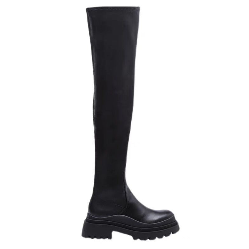 Women Pointed Toe Over The Knee Boots Women's Flock Thigh High Boots Winter Ladies Slim Super High Heels Female Shoes