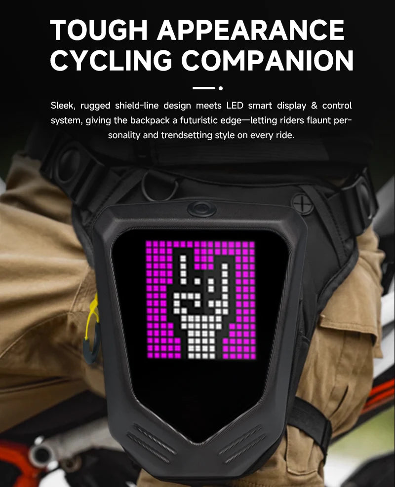 Motorcycle Bicycle Leg Side Bag LED DIY Smart APP Display Backpack Outdoor Casual Waist Bag Bike Mobile Phone Purse Hip Bum Pack