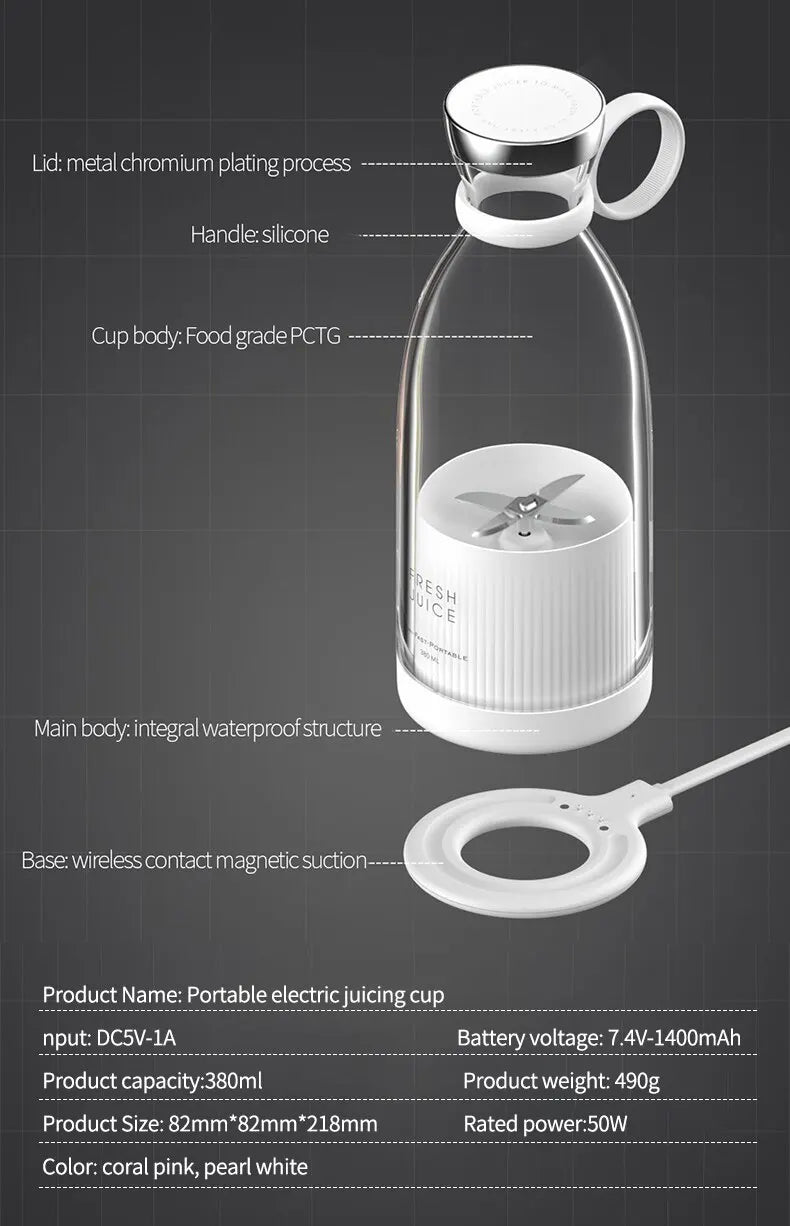 Portable Electric Juicer Blender Usb Mini Fruit Mixers Extractors Food Milkshake Multifunction Juice Maker Smoothies Ice Machine
