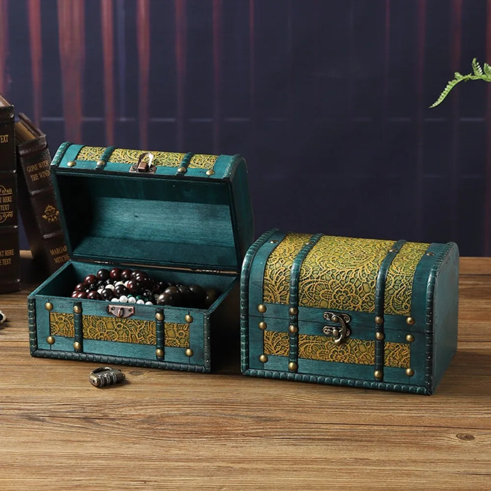 Antique Wooden Storage Box Wooden Antique Finish Jewelry Keepsakes Box Carved Design with Lid Organizers Case Bedroom