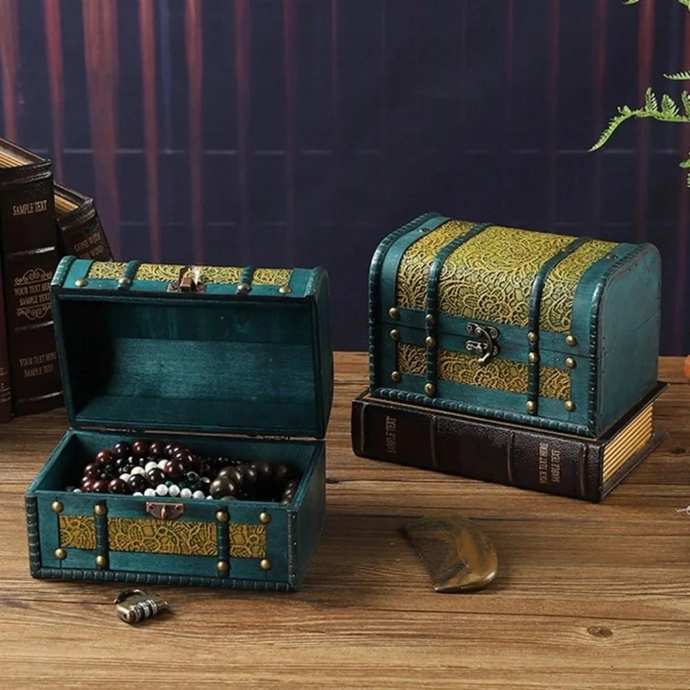 Antique Wooden Storage Box Wooden Antique Finish Jewelry Keepsakes Box Carved Design with Lid Organizers Case Bedroom