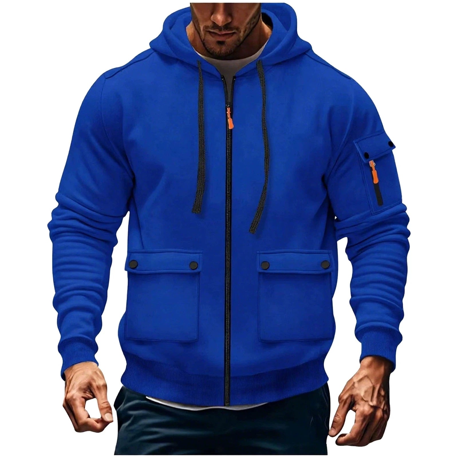Zipper Hoodies 2025 Autumn Winter Men's New Long Sleeve Hooded Sweatshirt Fashion pocket decoration Male Fleece Outfit sports