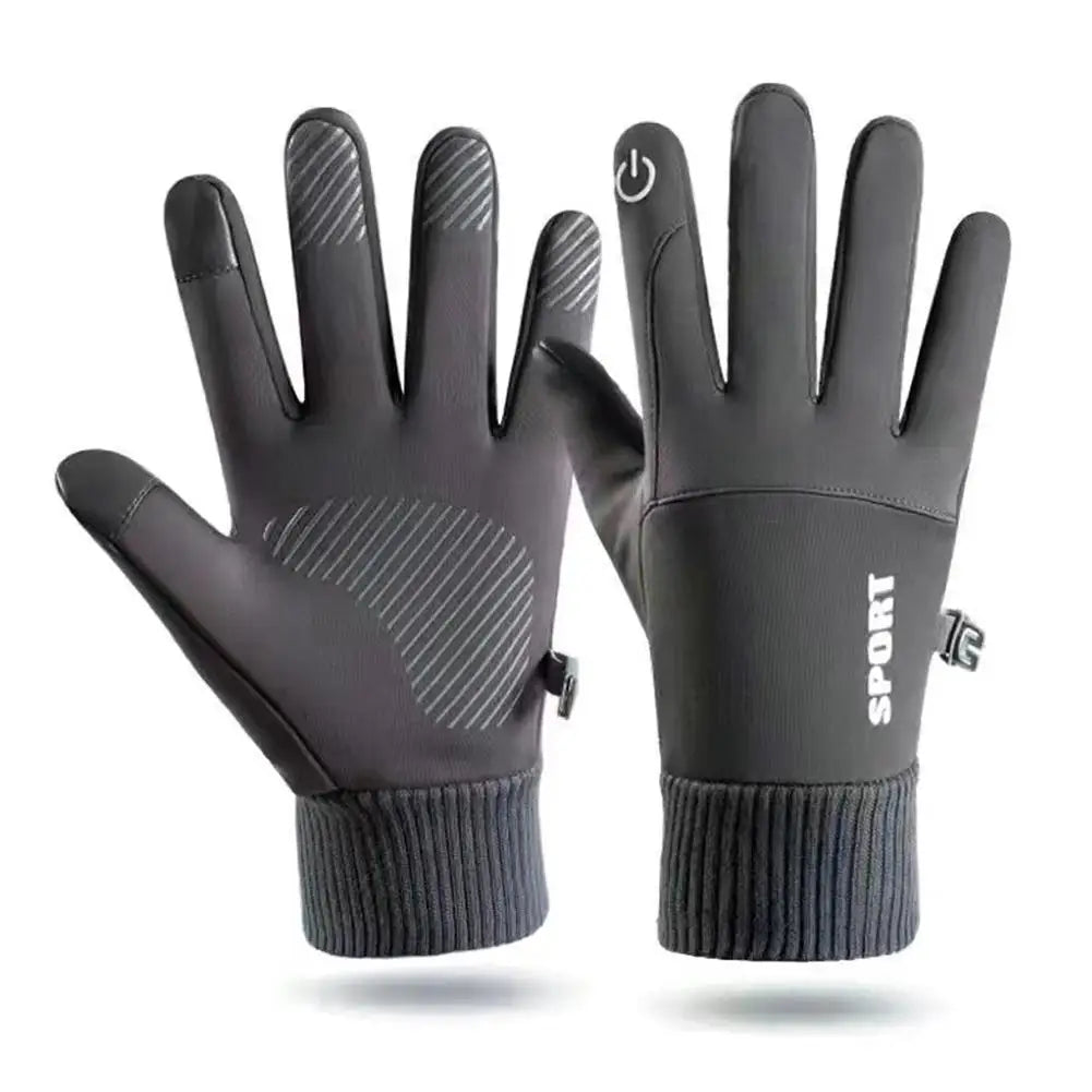 1 Pair Waterproof Winter Gloves Thermal Fleece Lining Windproof Anti Slip Touchscreen For Cycling Skiing Hiking Outdoor Sports