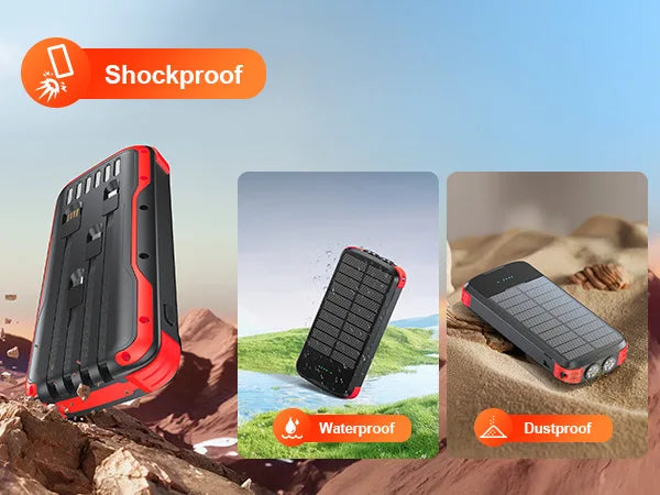 40000mAh Solar Power Bank With Cable Portable Charging Poverbank External Battery Charger Strong Flashlight  for All Smartphones