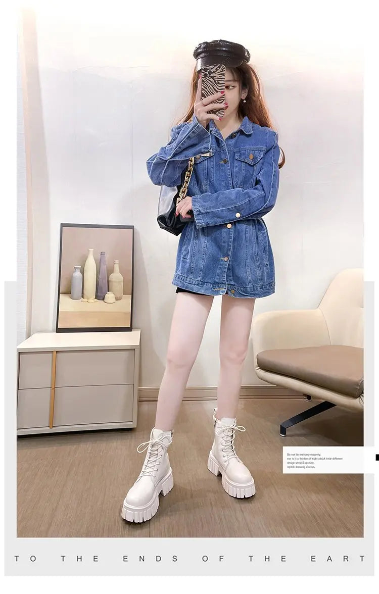 Winter Boots Female 2025 New British Womens Shoes Thick Bottom Mid-calf Single Boots Thick Heeled Casual Ankle Boots for Women