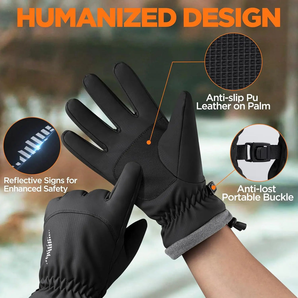 Winter Waterproof Warm Gloves Outdoor Sports Ski Snow Windproof for Cold Weather Thermal, for Fishing Hiking Hunting Cycling