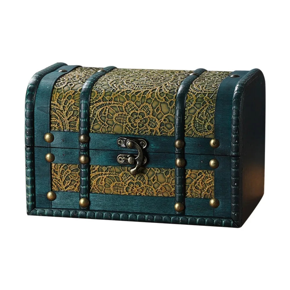 Antique Wooden Storage Box Wooden Antique Finish Jewelry Keepsakes Box Carved Design with Lid Organizers Case Bedroom