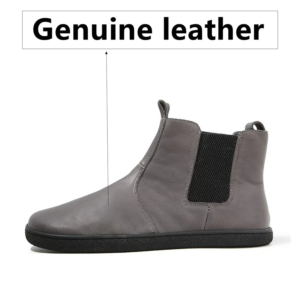 Barefoot Leather Boots With Wool Linning Inside For Women  man Zero Drop Wider Toes Box
