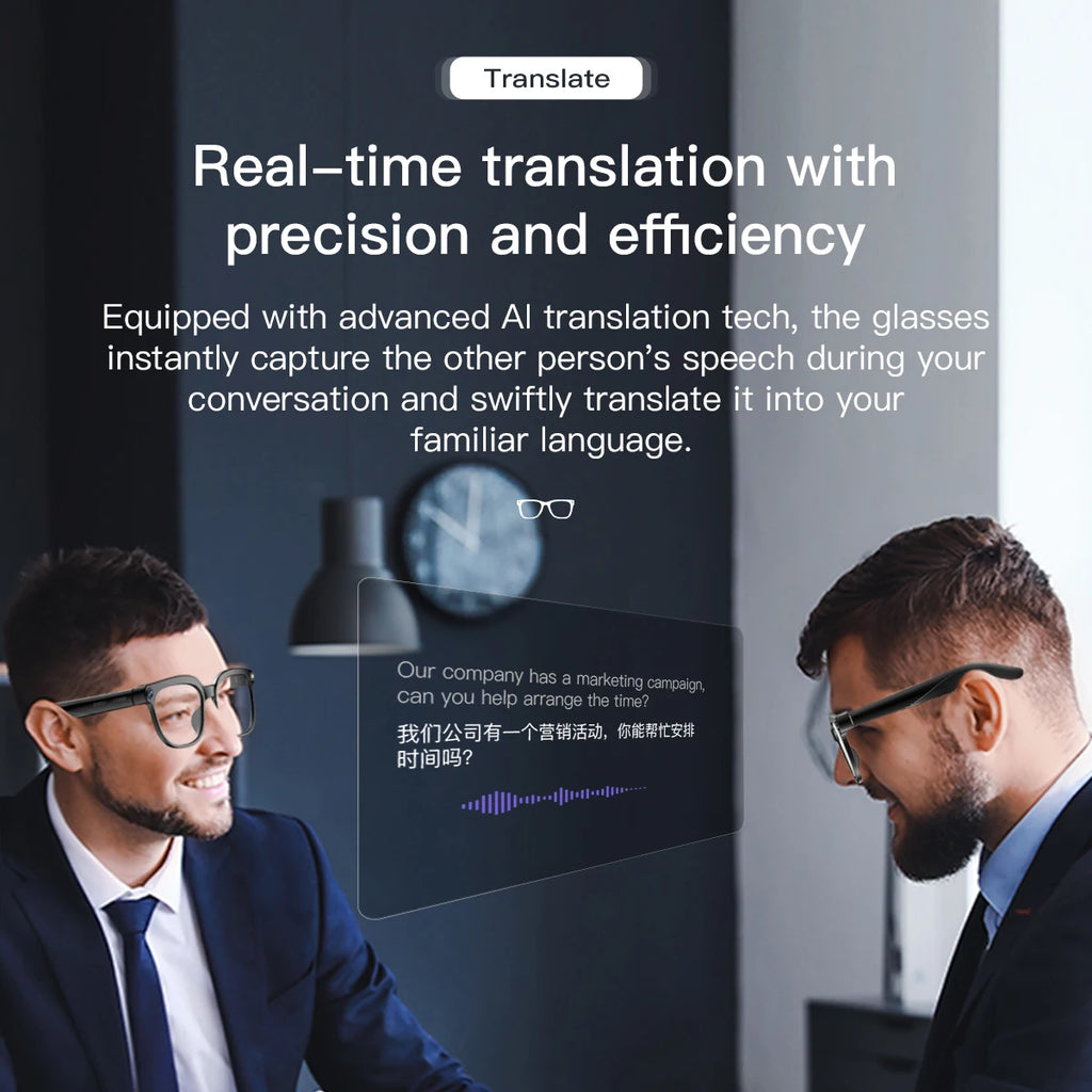 AI Smart Glasses 8MP Camera Video Recording ChatGPT Music Play Headphone Bluetooth Men Women Gifts Fashionable Glasses  2025