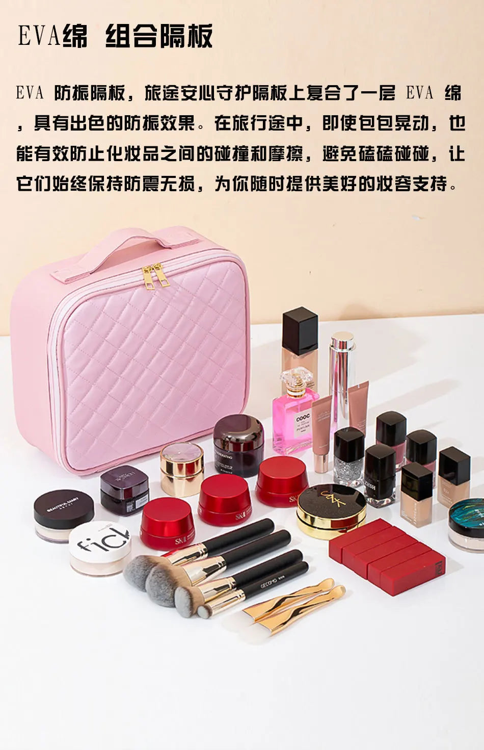 New LED illuminated makeup bag with mirror case, large capacity, high-end feel, portable and handheld