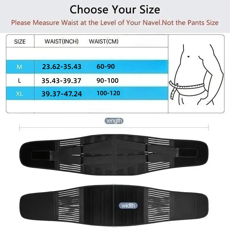Back Brace Adjustable Waist Belt Support Brace for Lumbar Trainer Sweat Belt for Sports NewAssistance with Spring 6 Steel Plates
