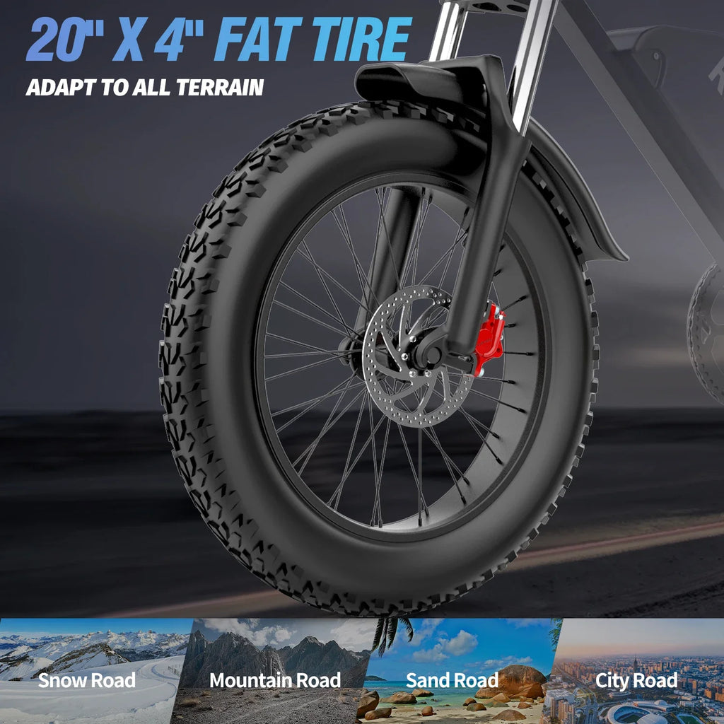 New 20-inch electric bicycle, 1000W strong power, 48V 20AH worry-free battery life, suitable for adult leisure sports E-Bike