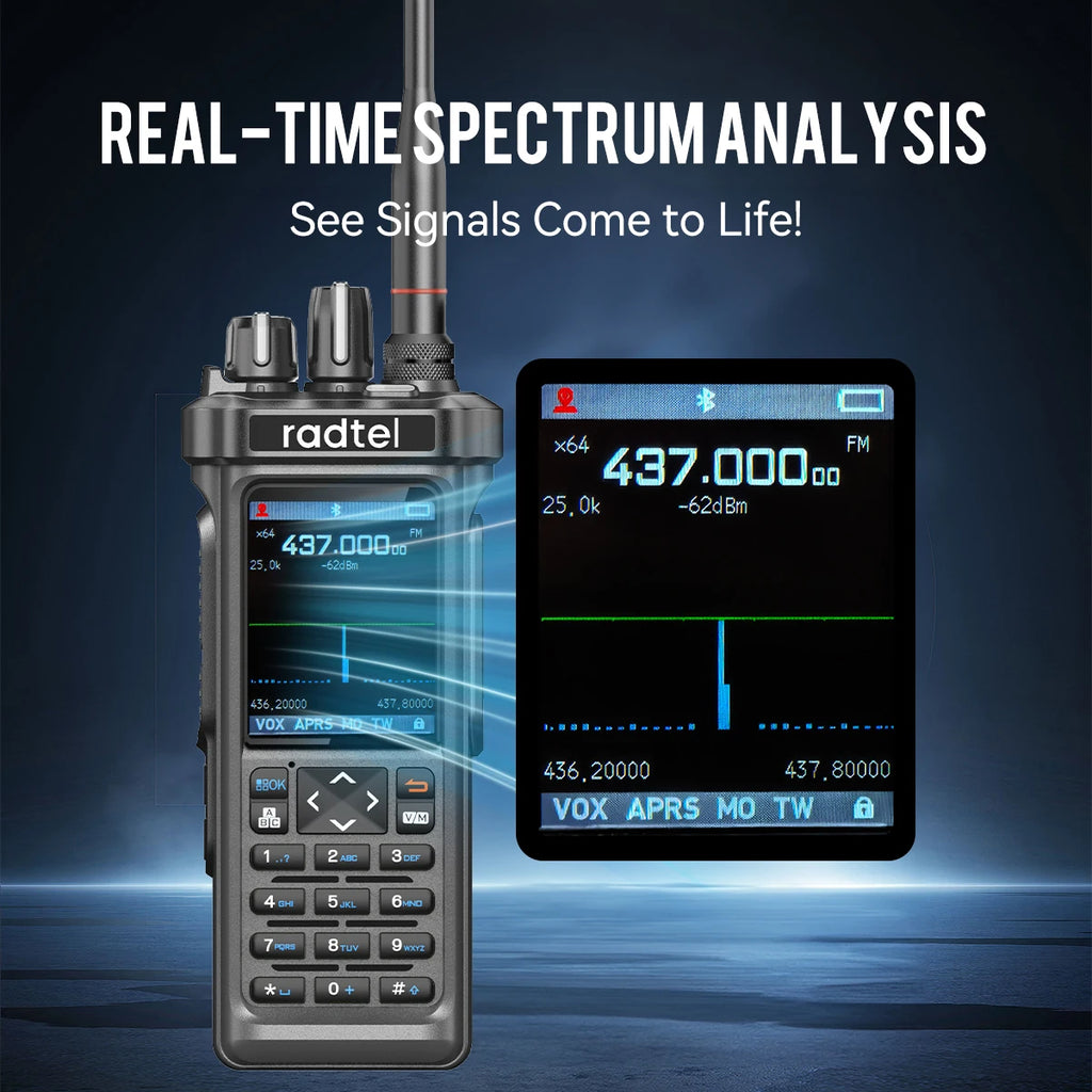 Radtel RT-950 PRO Walkie Talkie AM/FM/CB/LSB/USB/CW Receiver with GPS APRS 10W Bluetooth Phone Programming Ham Radio RT-950PRO