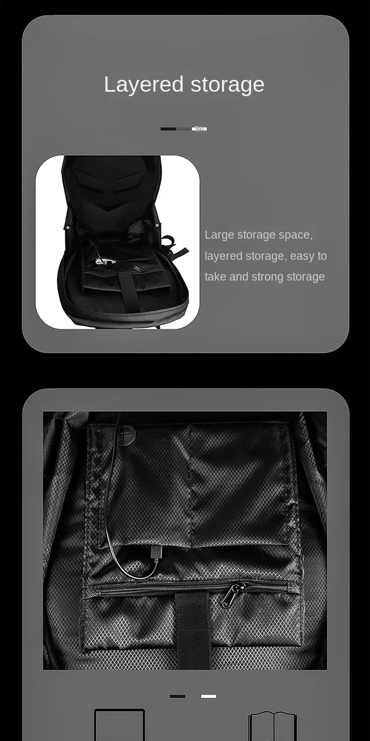 Rider Motorcycle LED Backpacks Light Bluetooth Carbon Fiber School Bags Hardshell Motorcycle Riding Full Helmet Backpack Rugzak