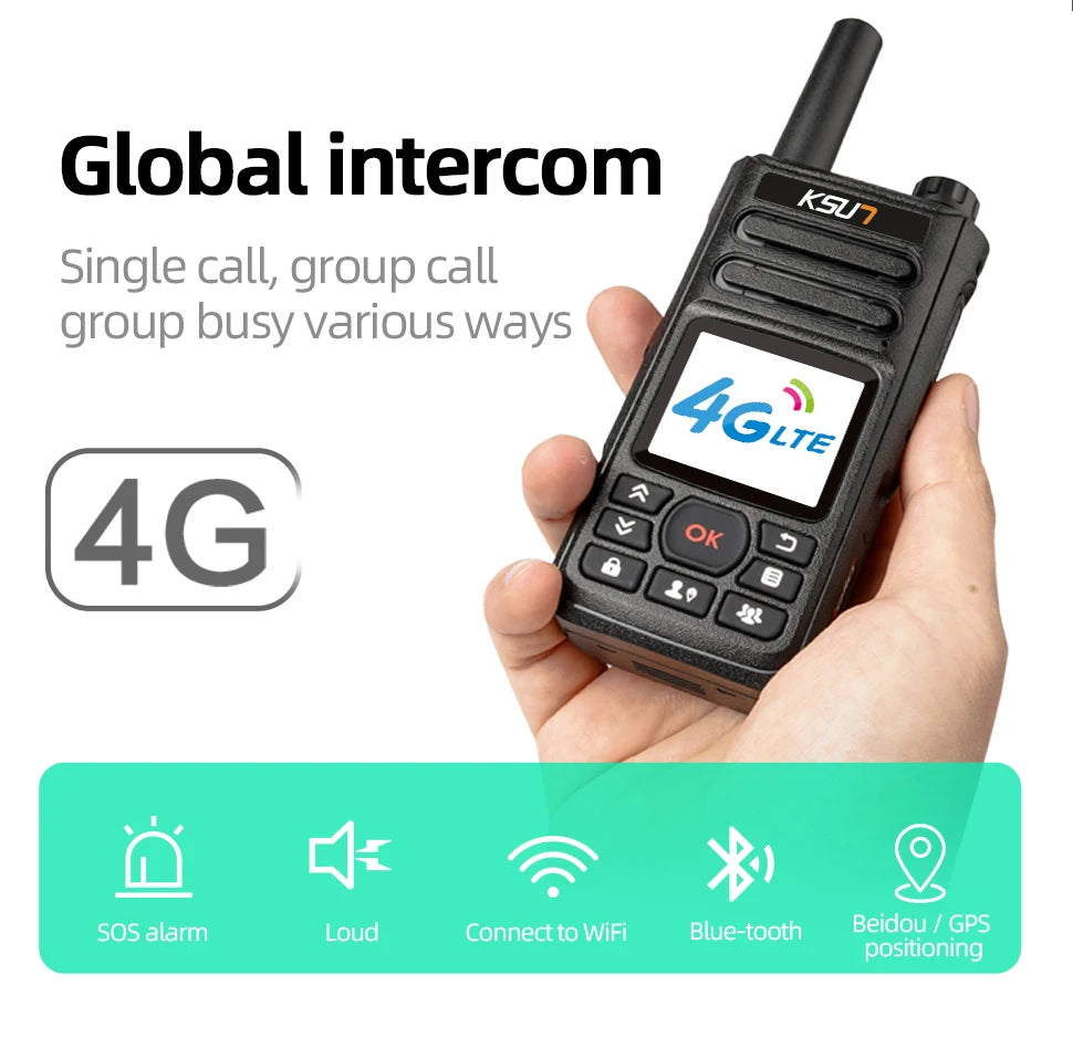 Long Range Walkie Talkie 4g Network  Android Internet Wifi Compatible With ZELLO App 100KM Global POC Radio Station KSUN ZL10