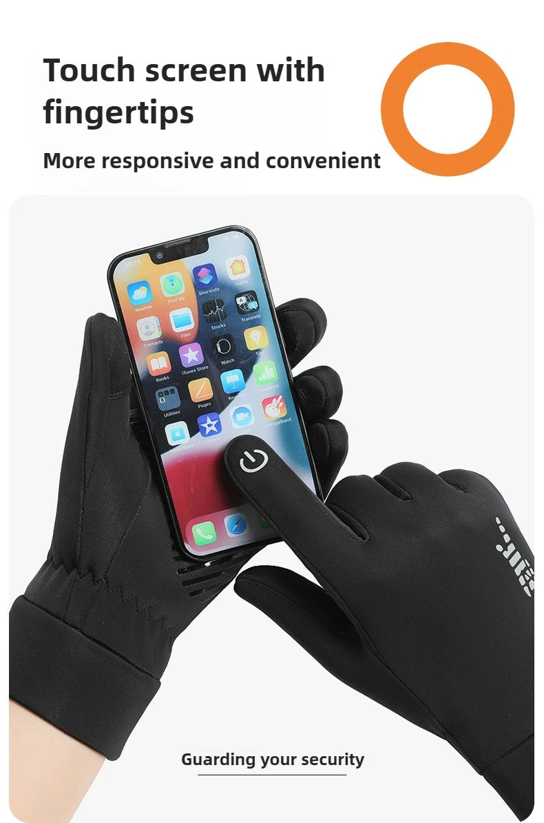 Men Winter Warm Gloves Waterproof Windproof Touchscreen Fleece Lined Thermal Anti Slip Gloves for Outdoor Cycling Hiking