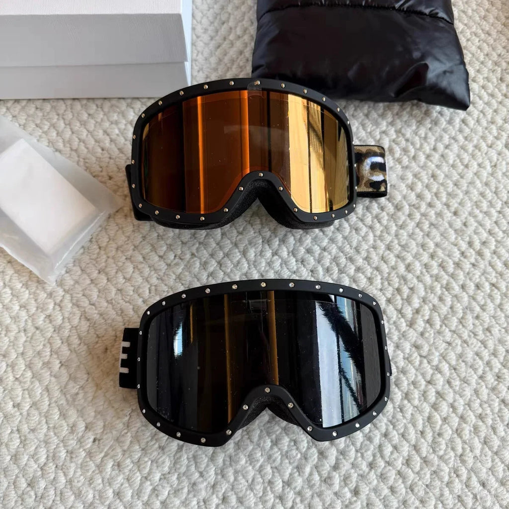 Winter Sports Ski Goggles, Windproof and Anti-fog, Luxury Couple's Ski Goggles with UV Protection, Outdoor Skiing Equipment.