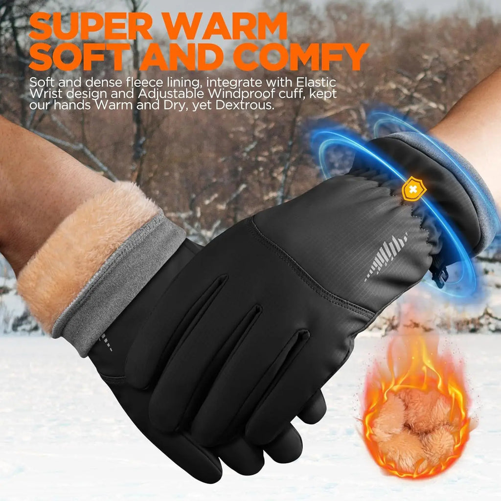 Winter Waterproof Warm Gloves Outdoor Sports Ski Snow Windproof for Cold Weather Thermal, for Fishing Hiking Hunting Cycling