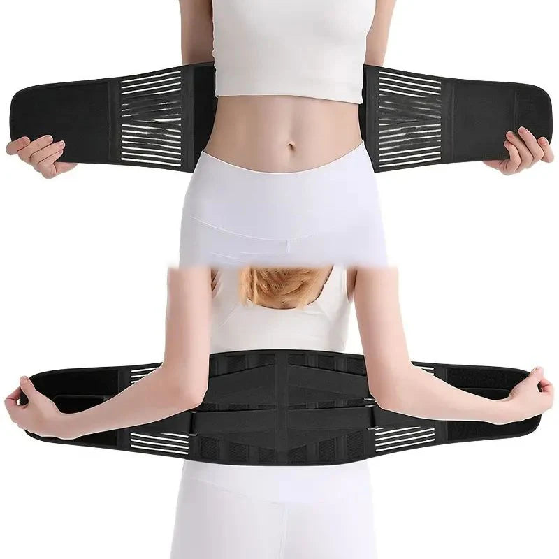 Back Brace Adjustable Waist Belt Support Brace for Lumbar Trainer Sweat Belt for Sports NewAssistance with Spring 6 Steel Plates