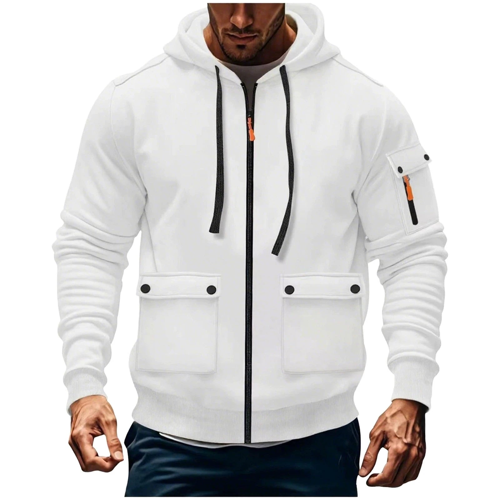 Zipper Hoodies 2025 Autumn Winter Men's New Long Sleeve Hooded Sweatshirt Fashion pocket decoration Male Fleece Outfit sports