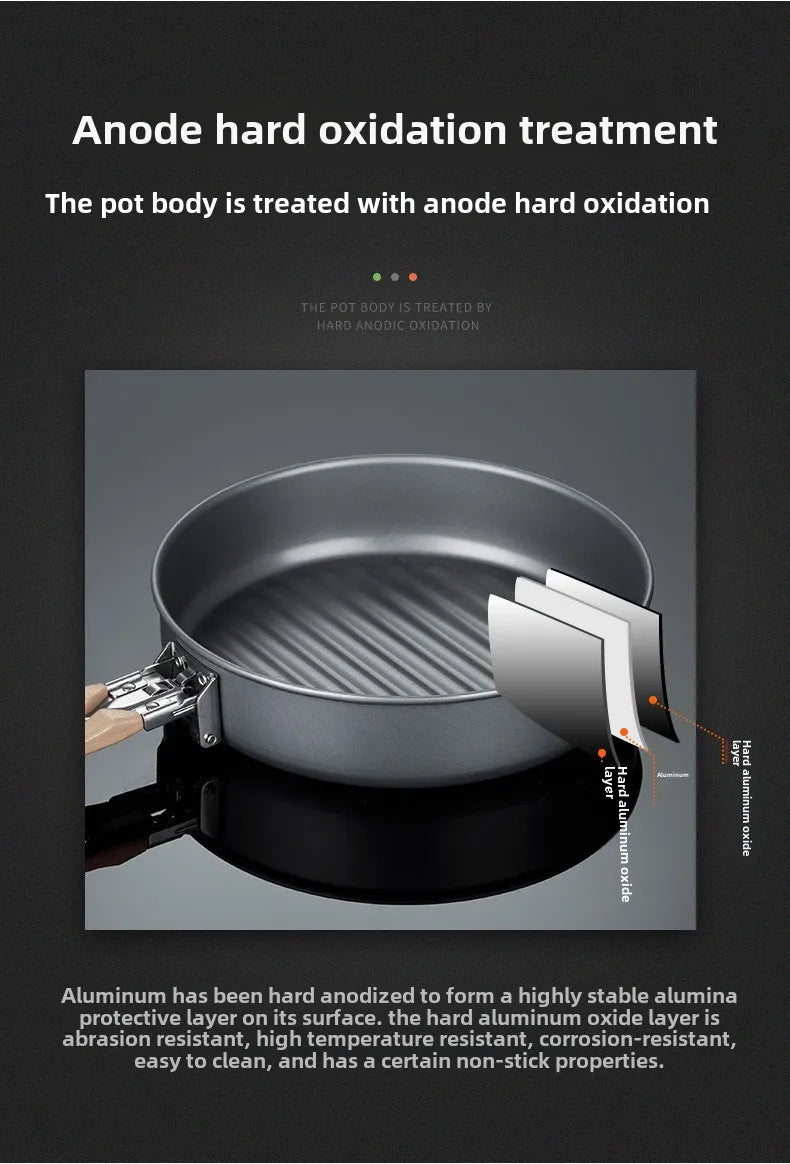 Outdoor Camping Cooker Pot Set Camping Meal Cooking Hot Pot Portable Equipment Kettle Single Pot